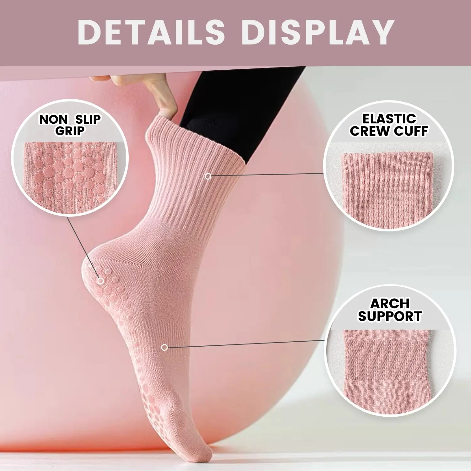 4 pares de calcetines de yoga  - Pilates & Yoga Unleashed International Academy reseña y precio